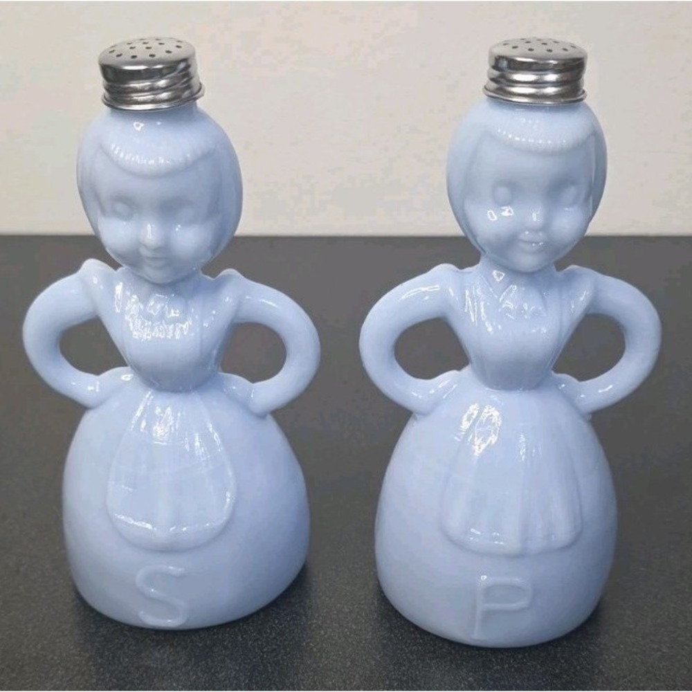 Merry Maid Salt & Pepper Shakers Little Lady Pair Victorian Cottage Farmhouse